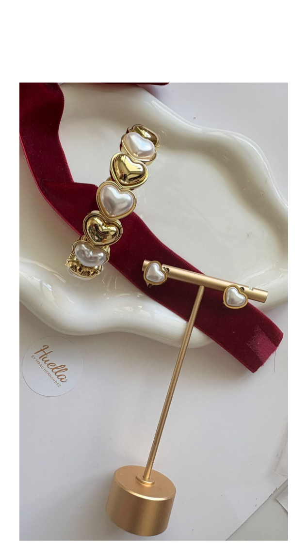 Brazalete Corazón perla y dorado