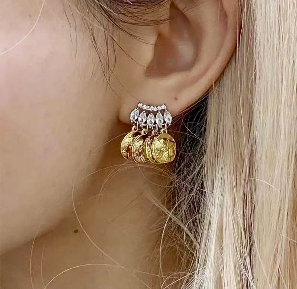Aretes cristal moneda