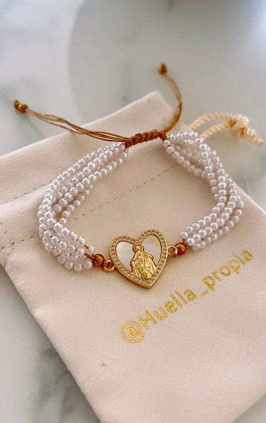 Brazalete 3 vueltas perlas Milagrosa