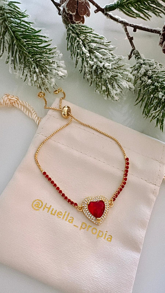 Brazalete Corazón Rojo Cristal