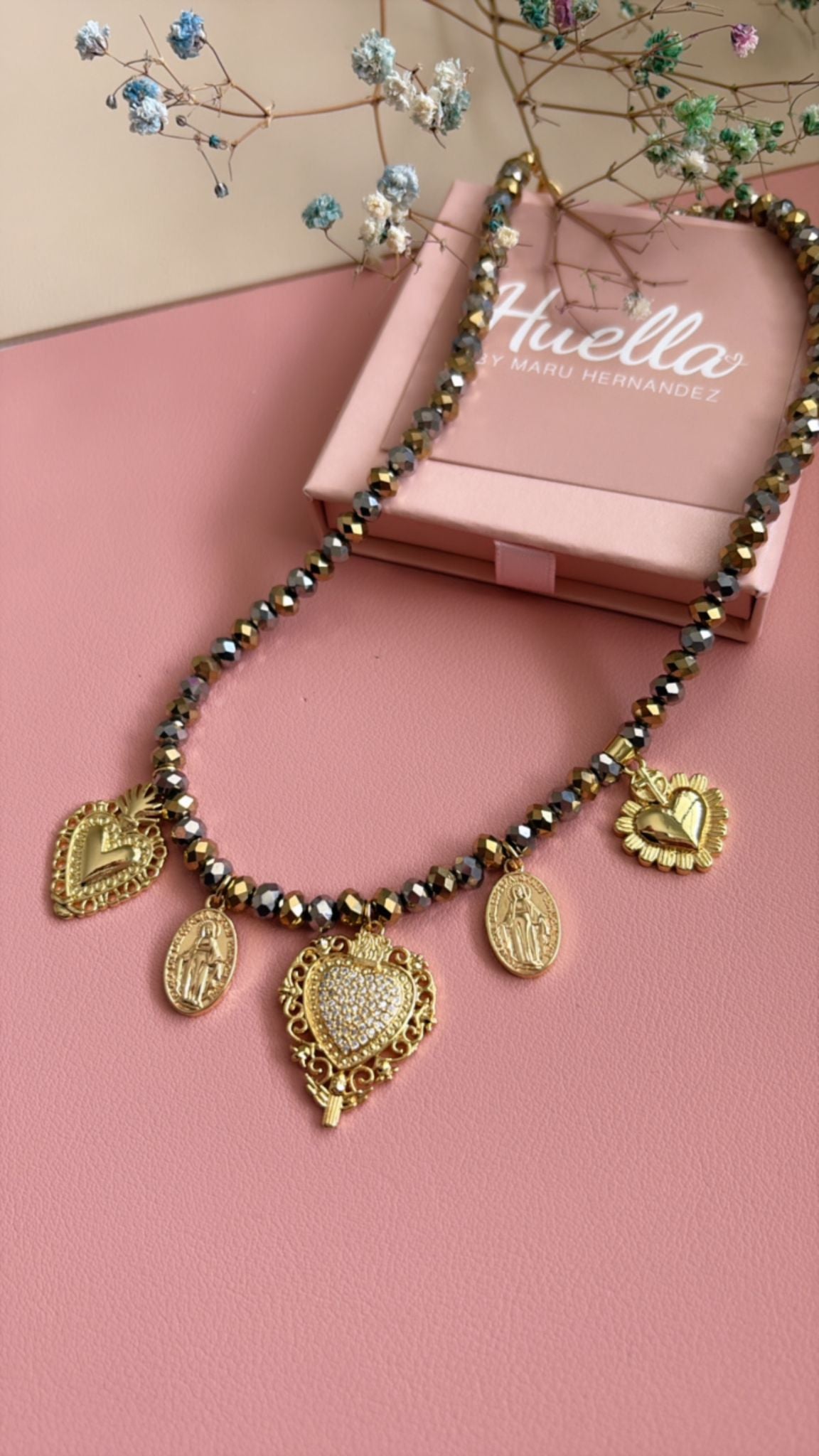 Collar cristal dos tonos corazones