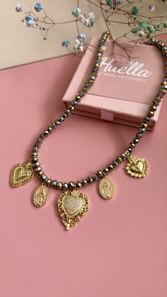 Collar cristal dos tonos corazones