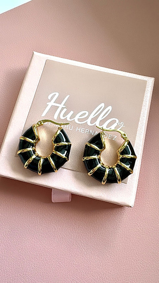 Aretes argollas negro