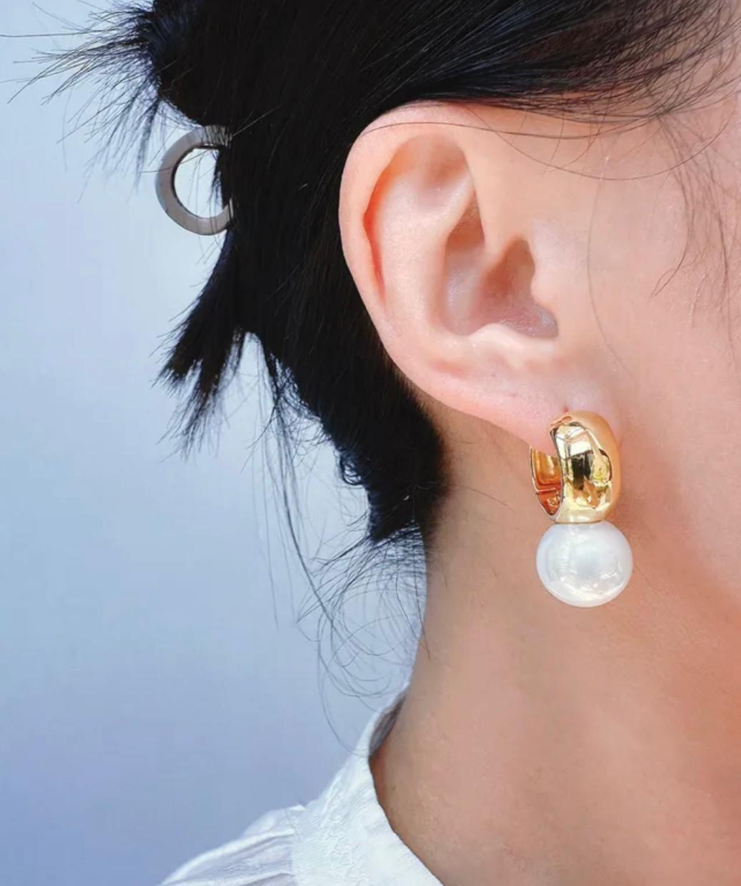 Aretes Argollas Perlas Retro