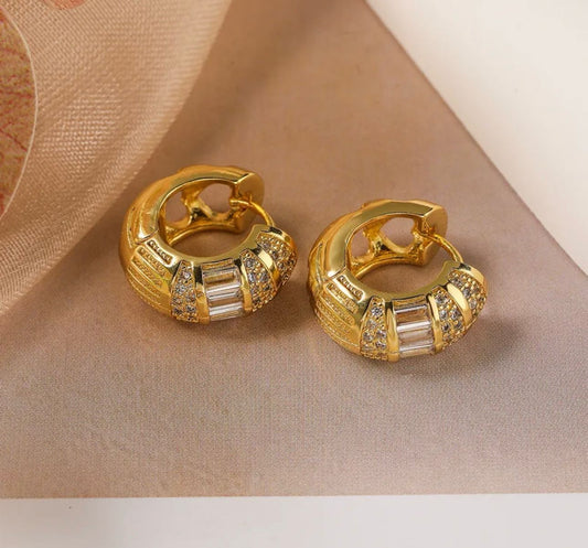 Aretes argollas gruesa circon