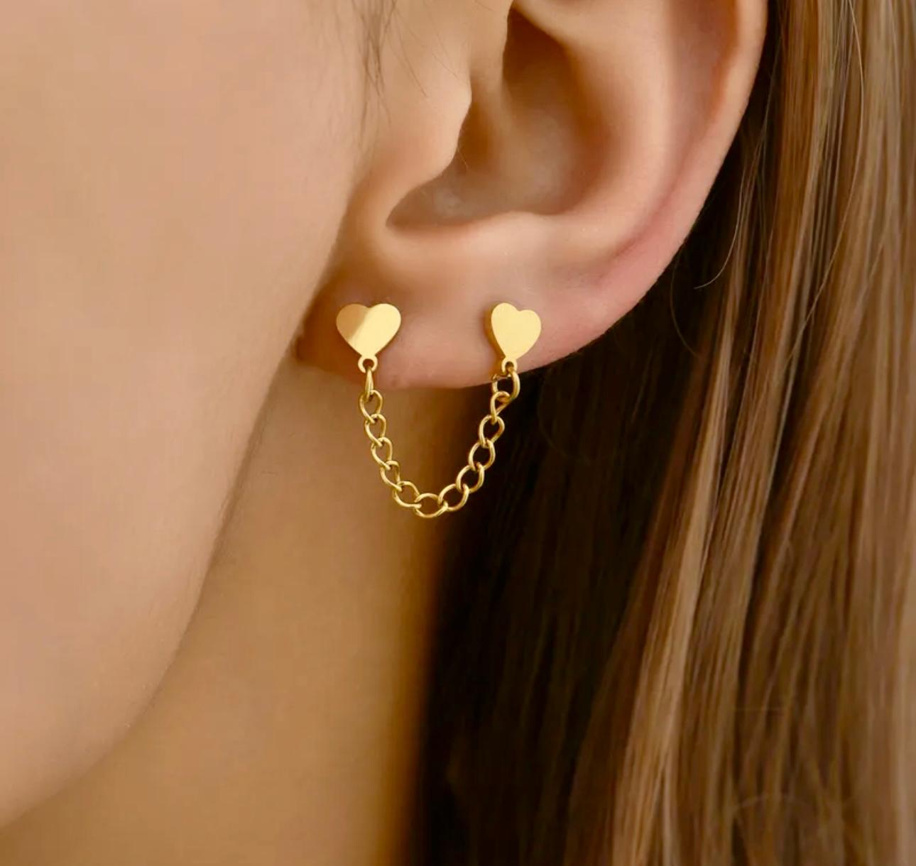 Aretes dos corazones