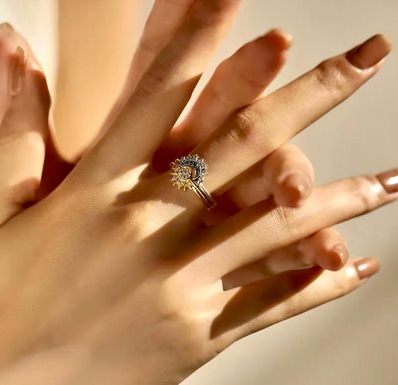 Anillo Ajustable Sol y Luna