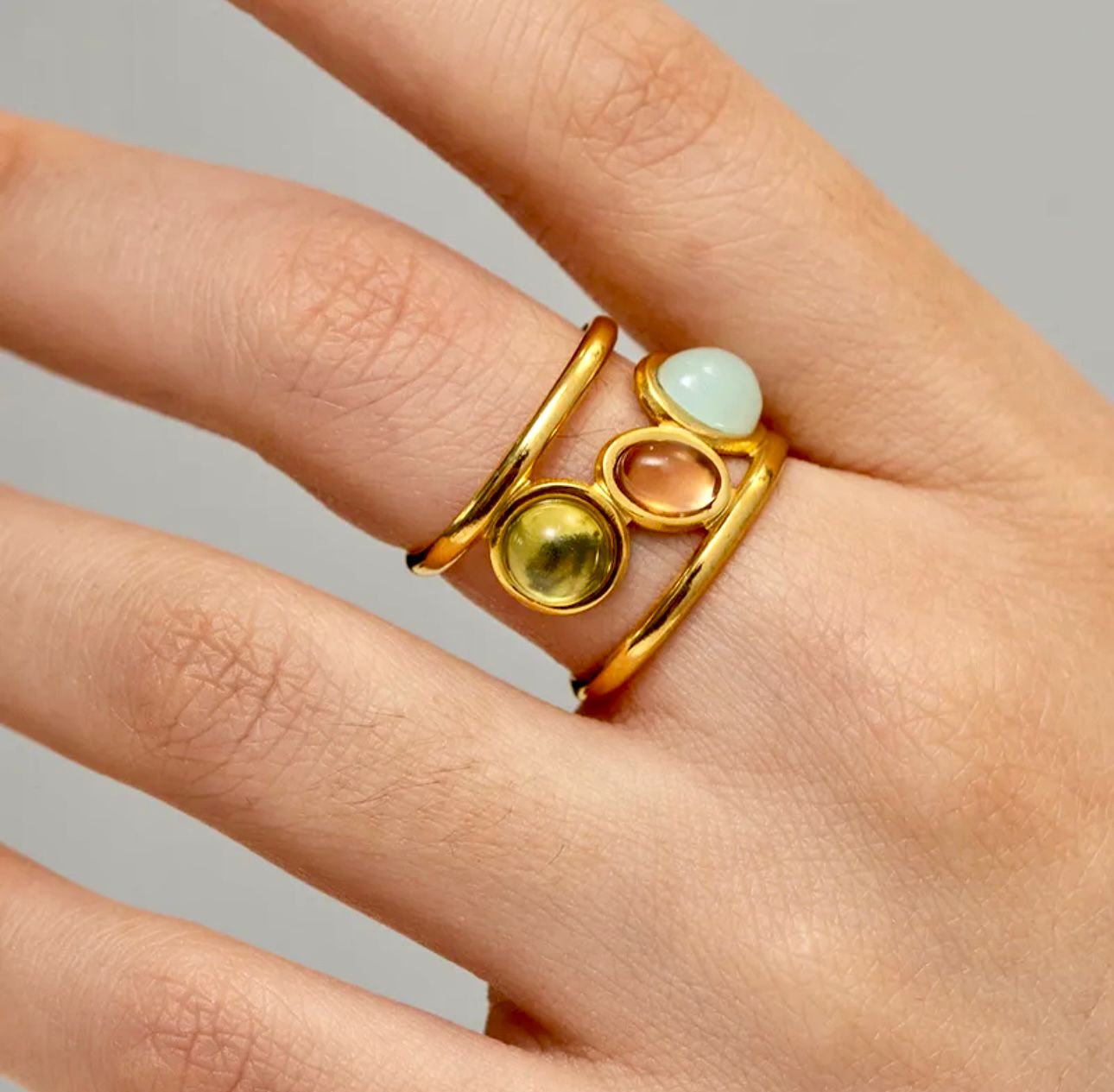 Anillo ajustable piedras retro