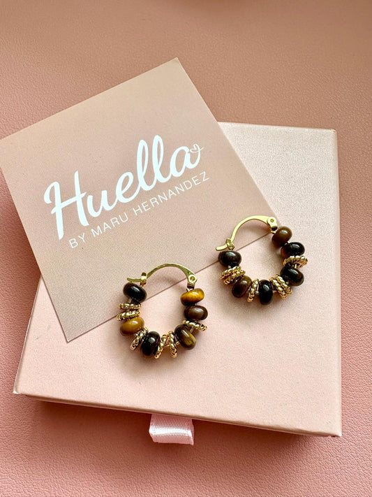 Aretes argolla rojo de tigre