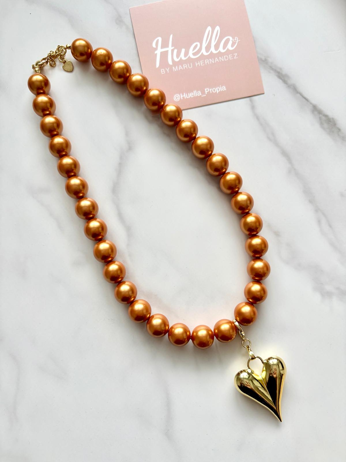 Collar perla tono Bronce