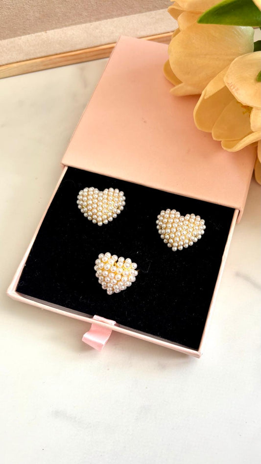 Aretes corazón perlado