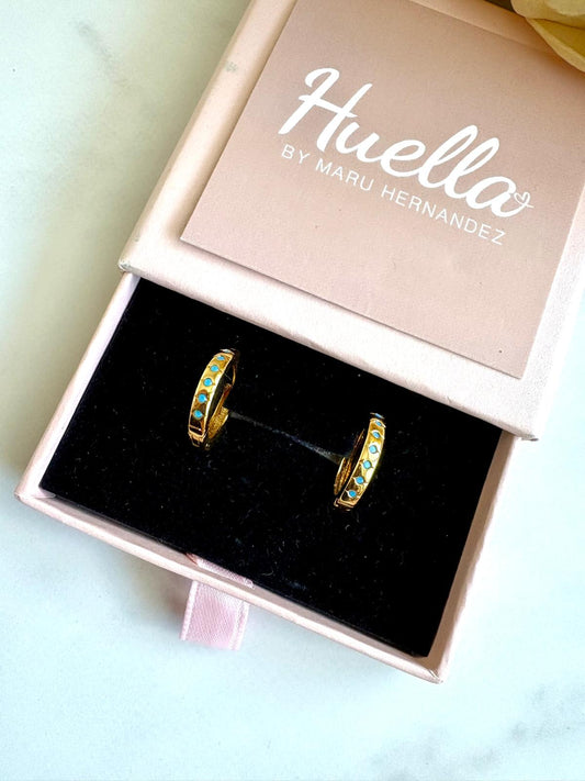 Aretes mini argollas turquesas
