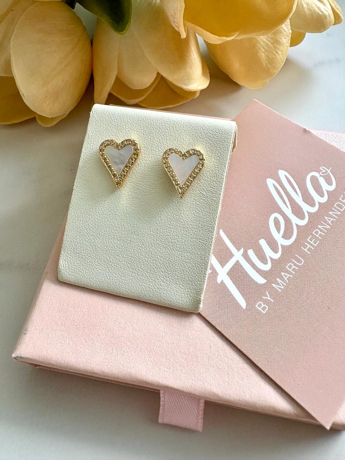 Aretes corazón rosa