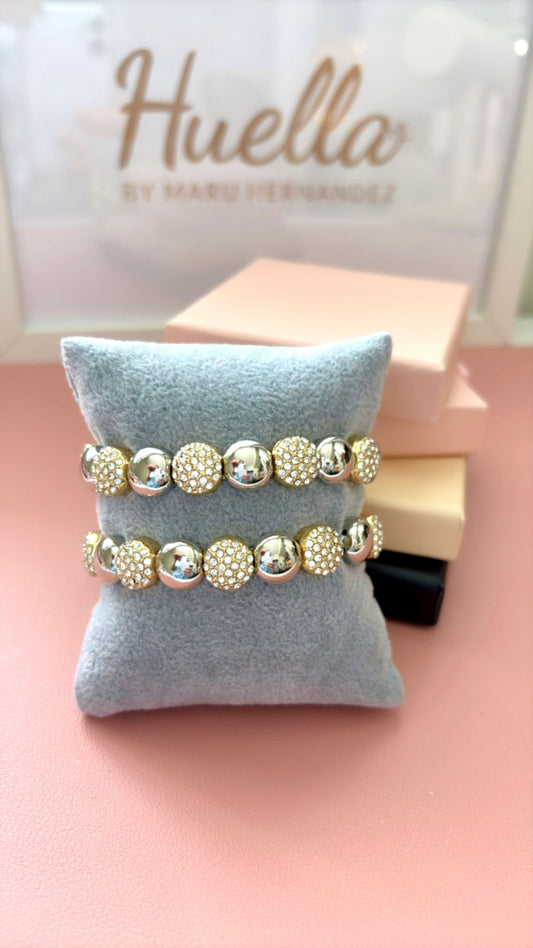 Brazalete elástica 2 tonos pedrería