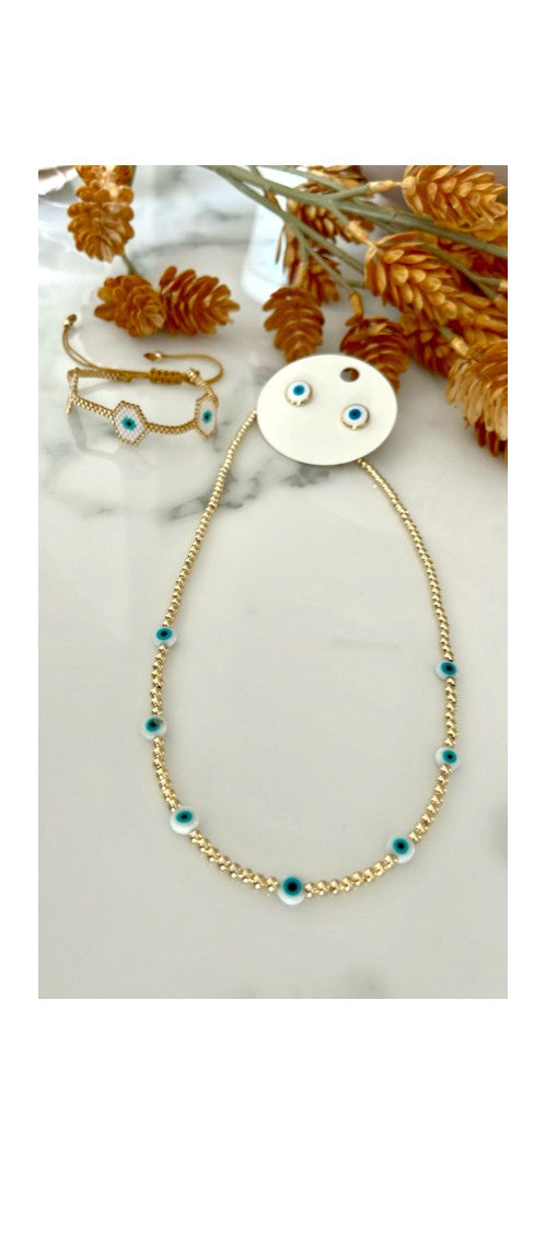 Collar de balines #4 con ojitos blancos