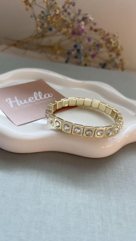 Brazalete elástico dorado con cristal