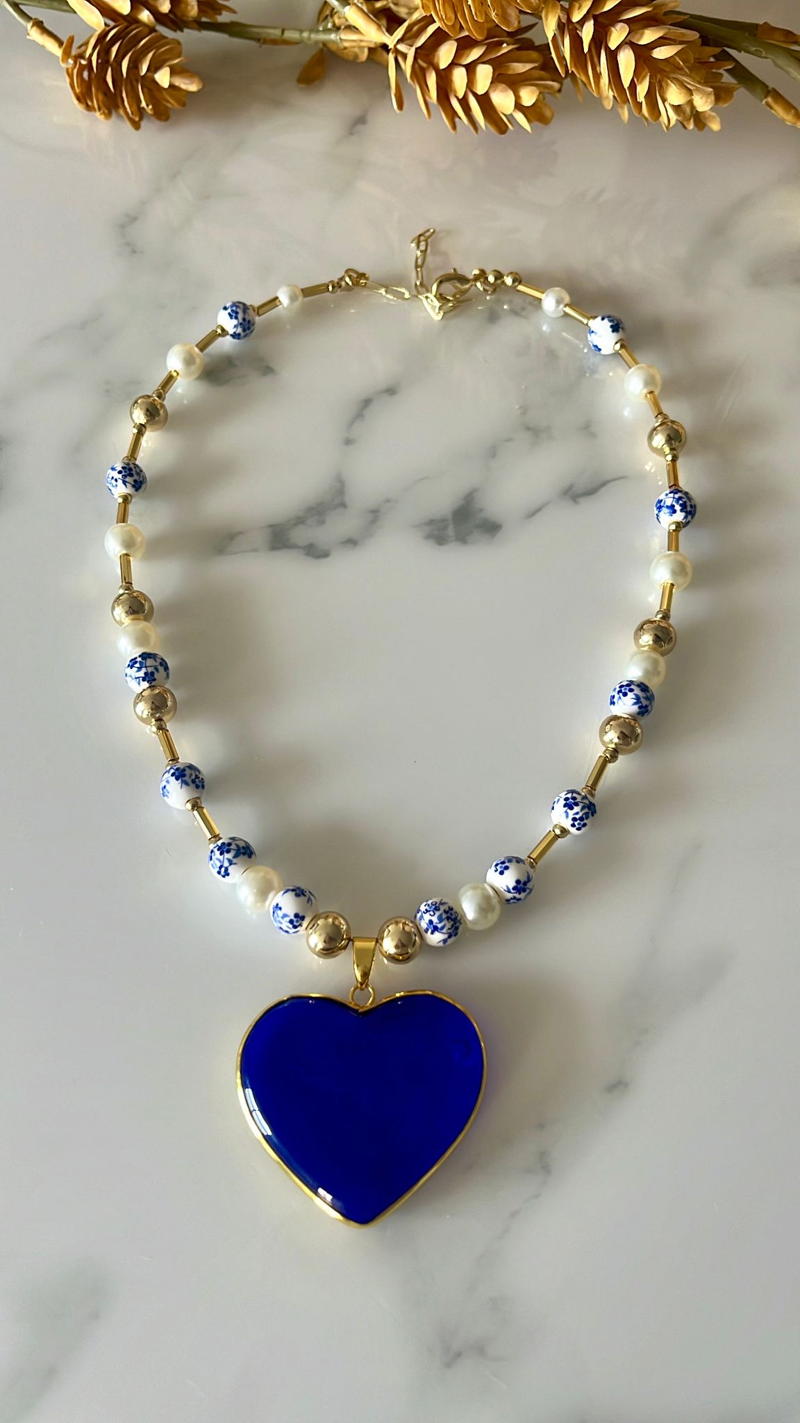 Collar Corazón Murano Azul