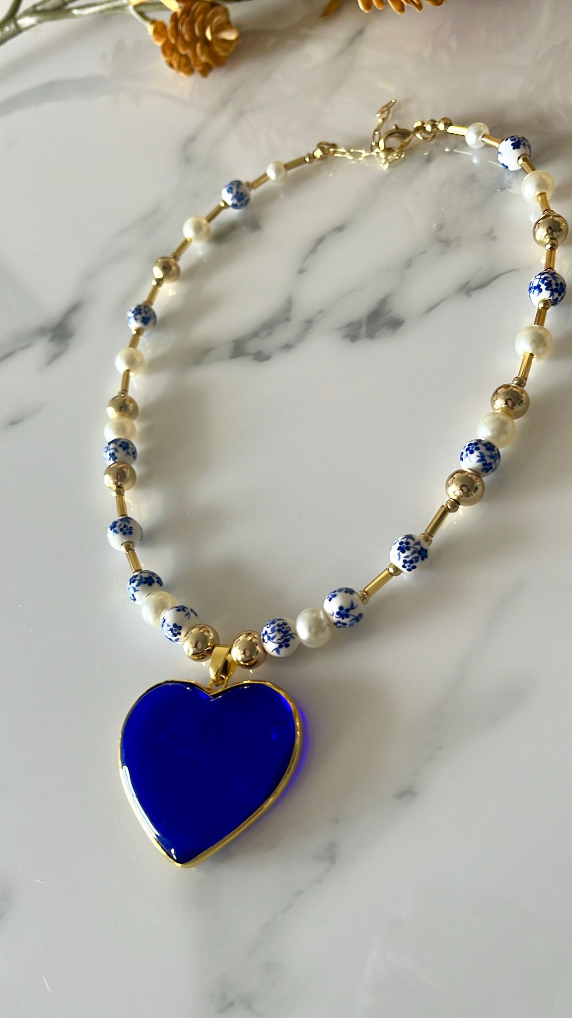 Collar Corazón Murano Azul