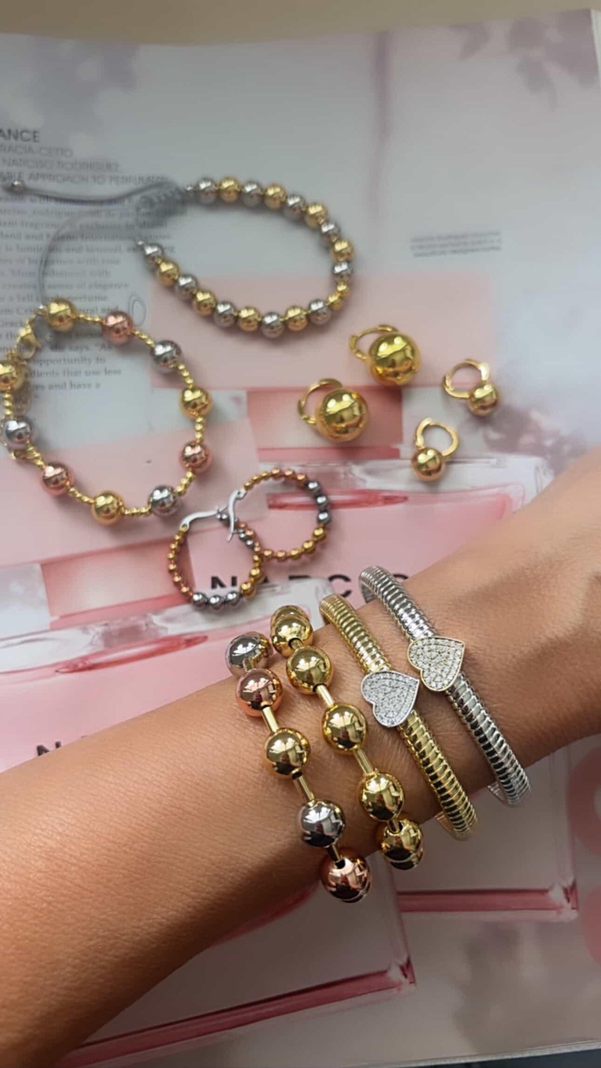 Brazalete balines de 3 tonos