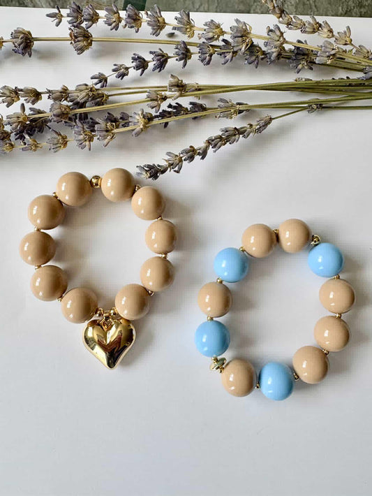Brazaletes sugar time Beige con corazón
