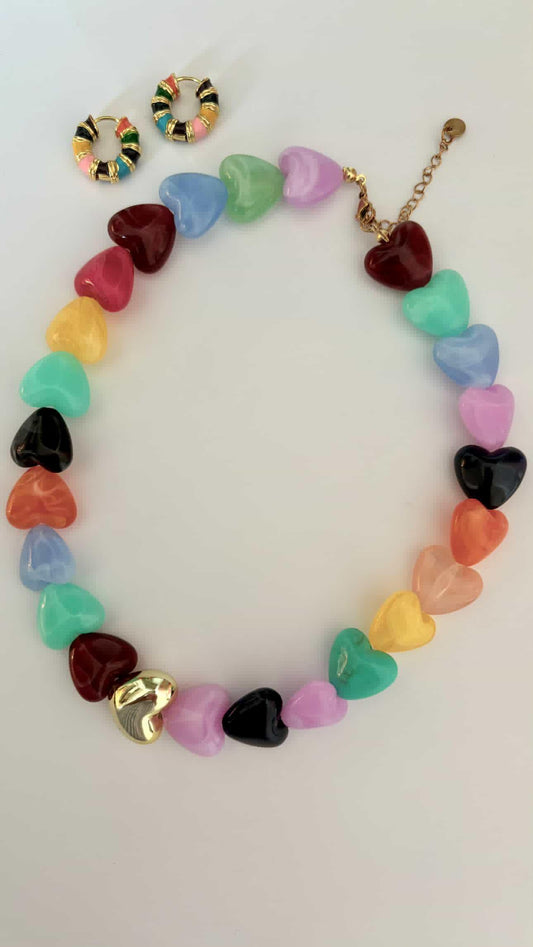 Collar corazones colores