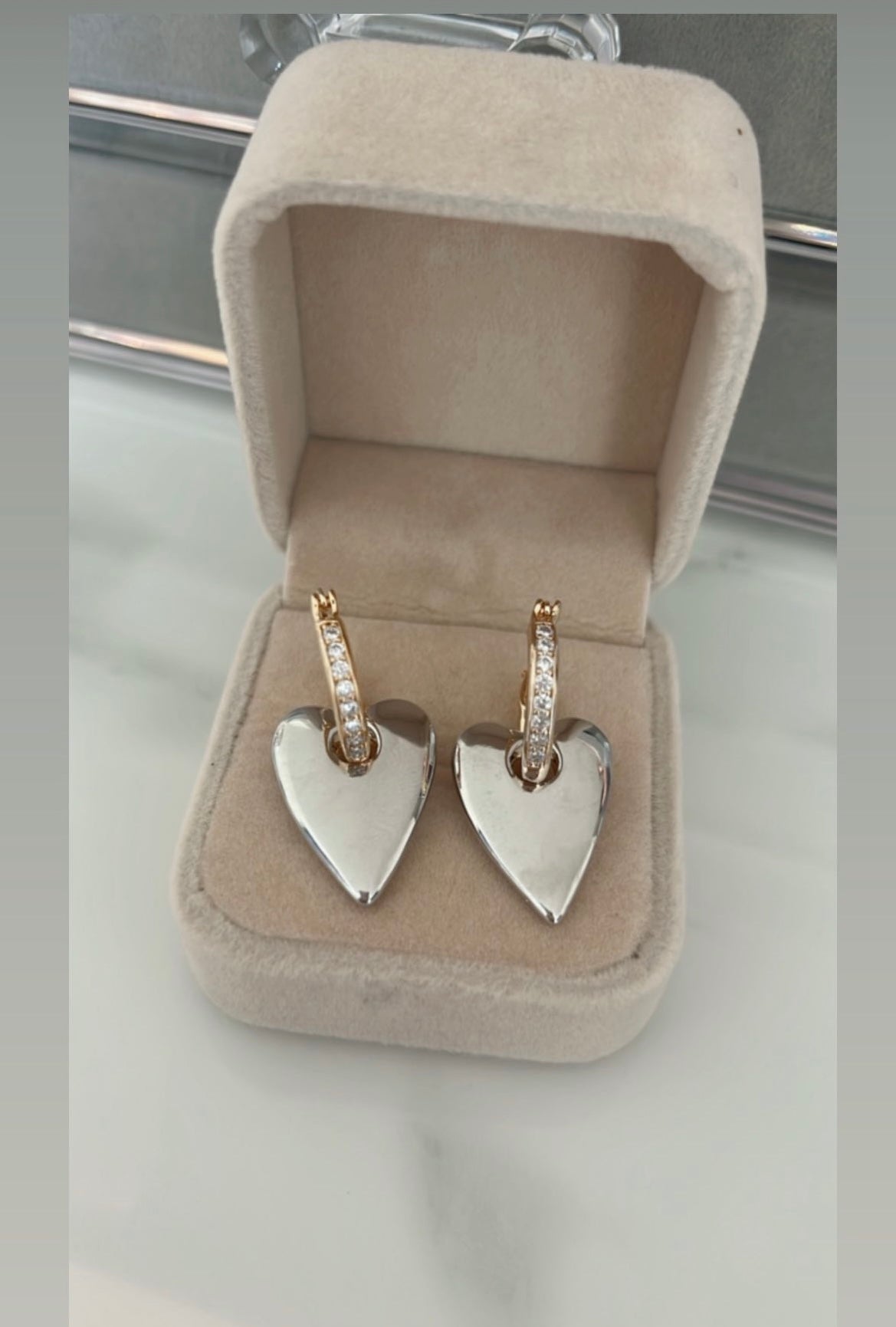 Aretes corazon plata