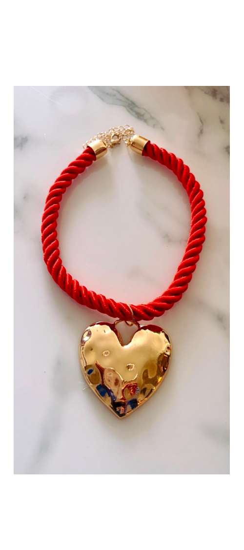 Collar corazón cordón