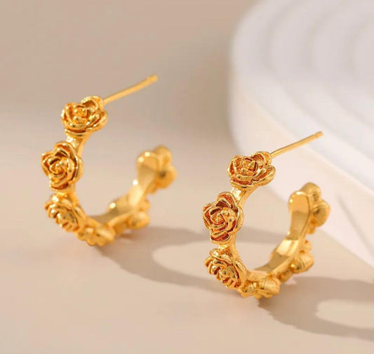 Aretes argollas de flores