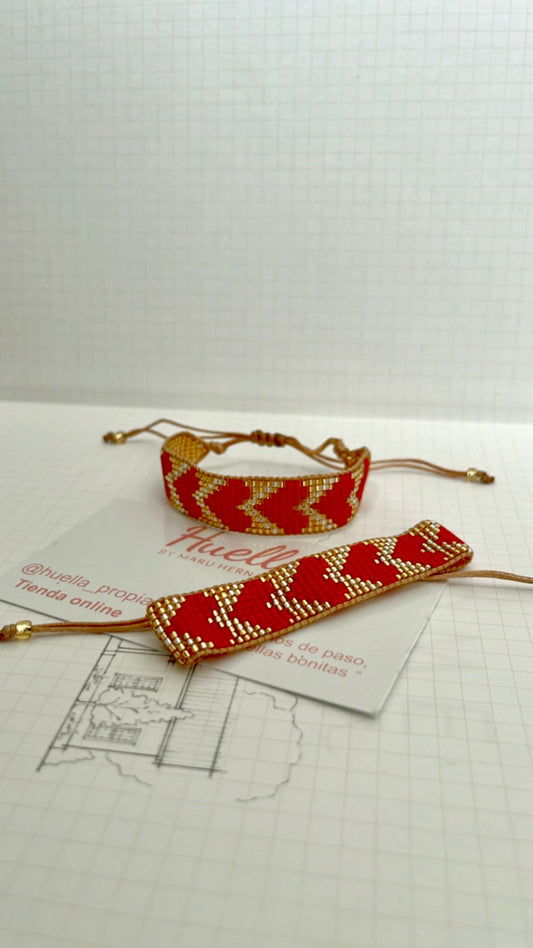 Brazalete Miyuki corazones Rojos