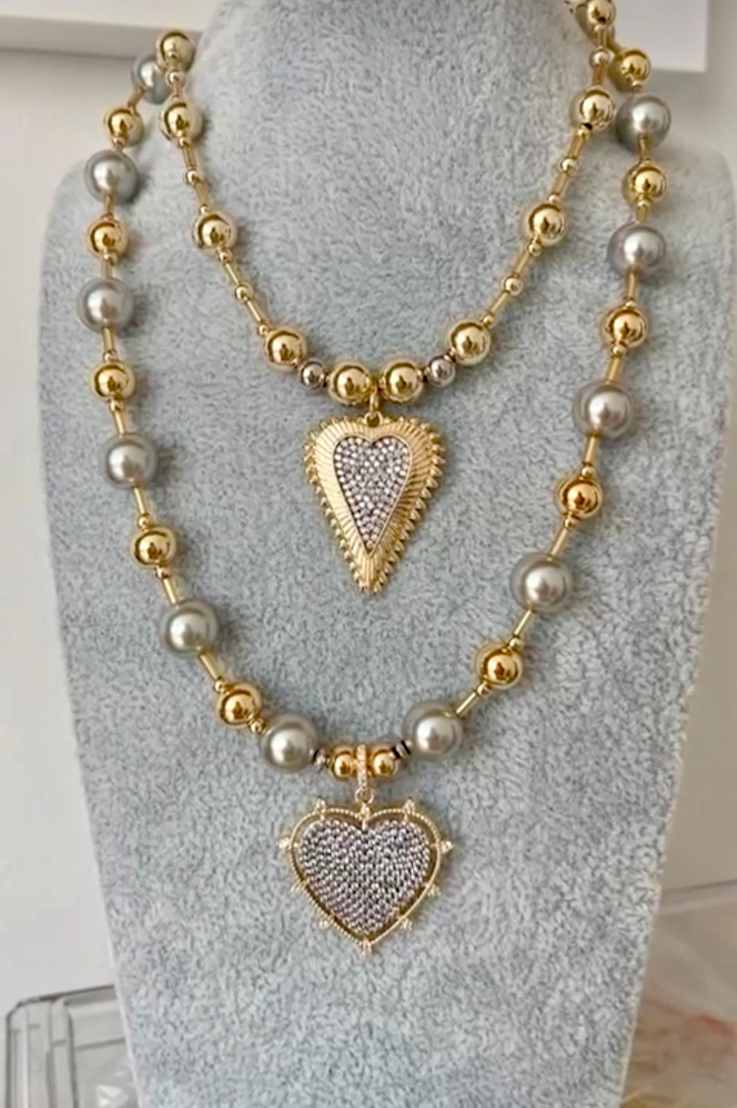 Collares corazón dos tonos