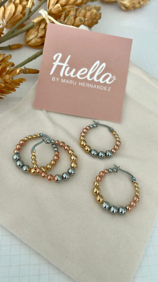 Aretes argollas tres tonos