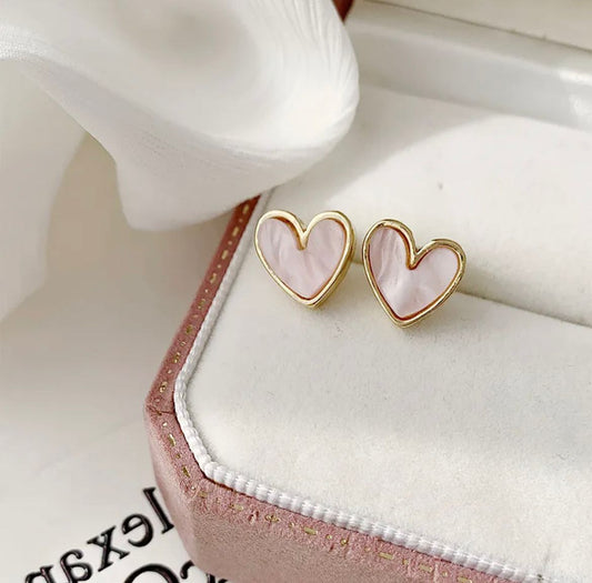 Aretes corazón rosa