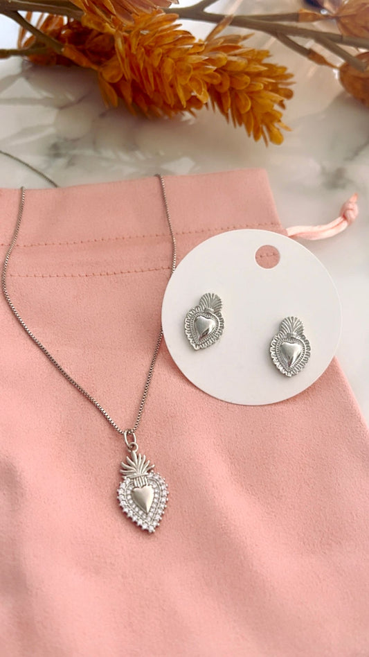 cadena  ajustable corazón vintage plata