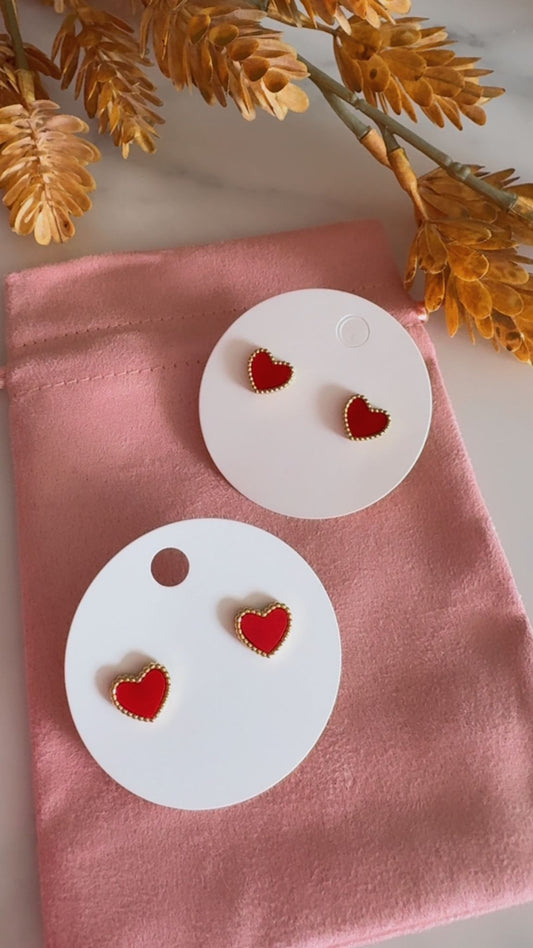 Aretes corazón Rojo pequeños