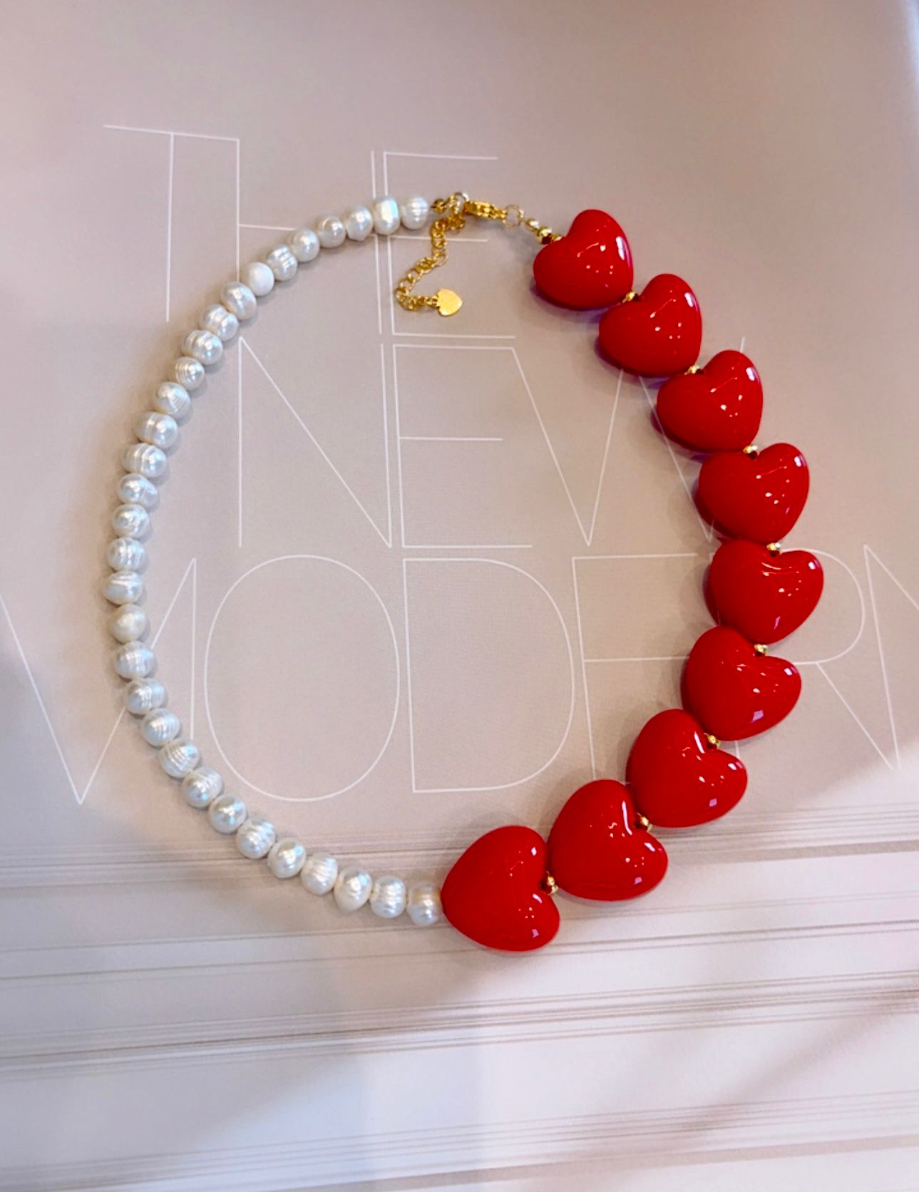 Collar mitad Corazones Rojos