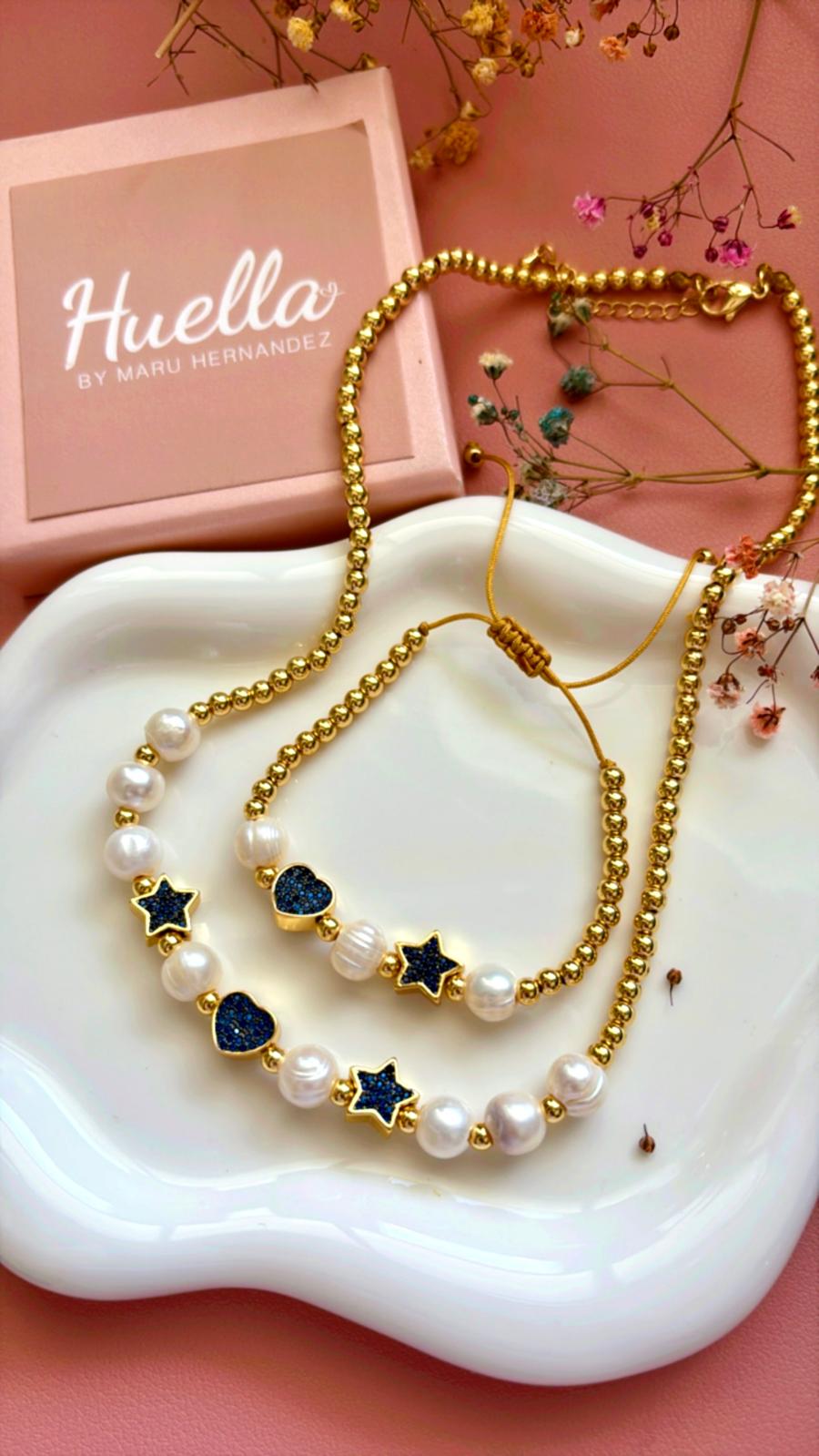 Collar y brazalete en juego Danubio Azul