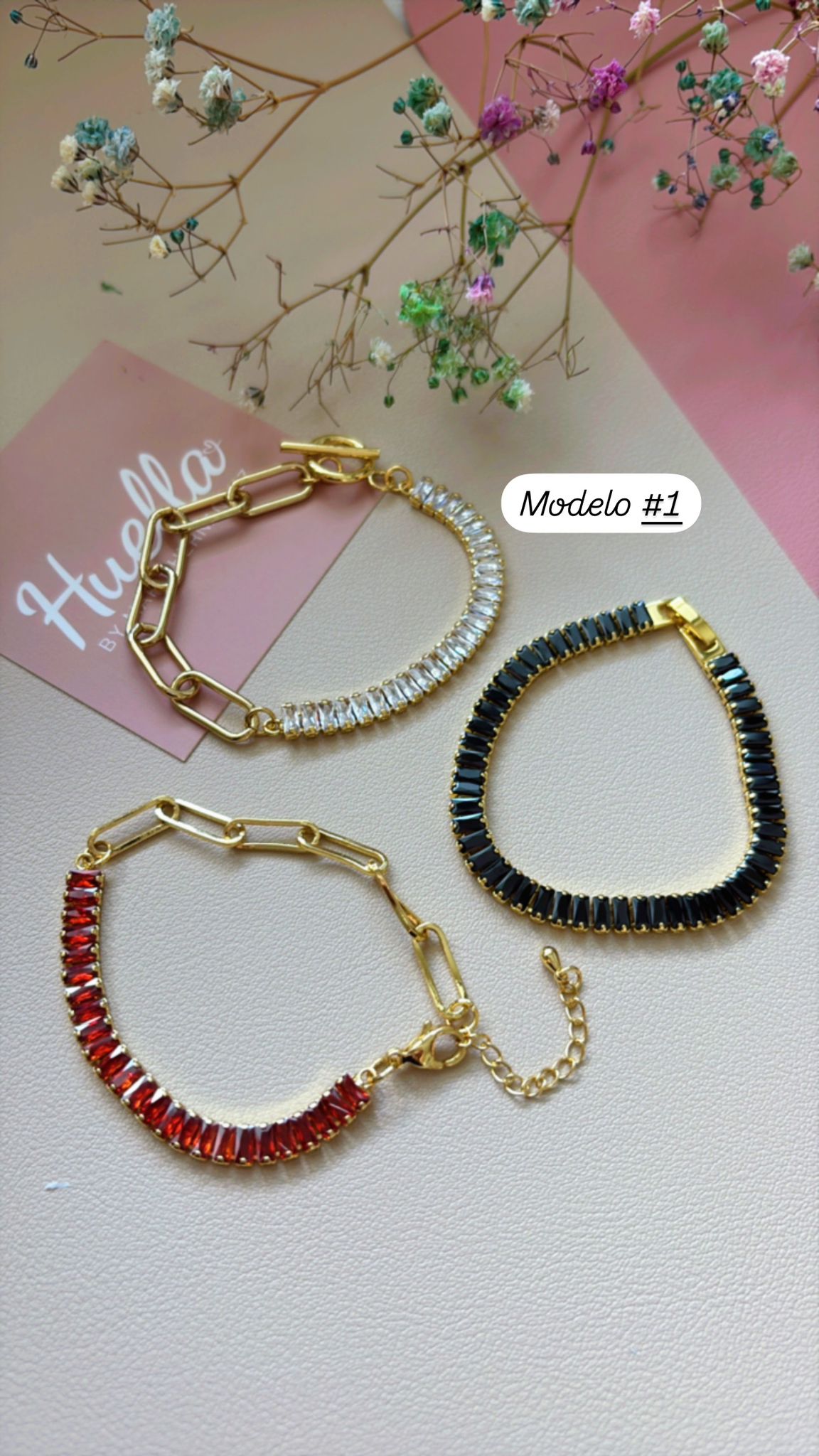Juego de 3 brazaletes cristal