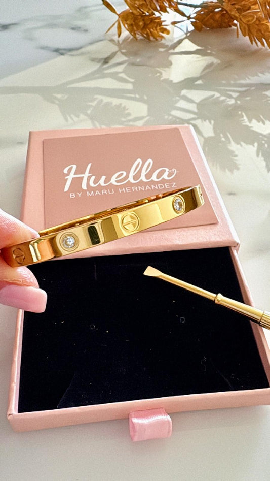 Brazalete estilo Cartier tornillo y pedrería