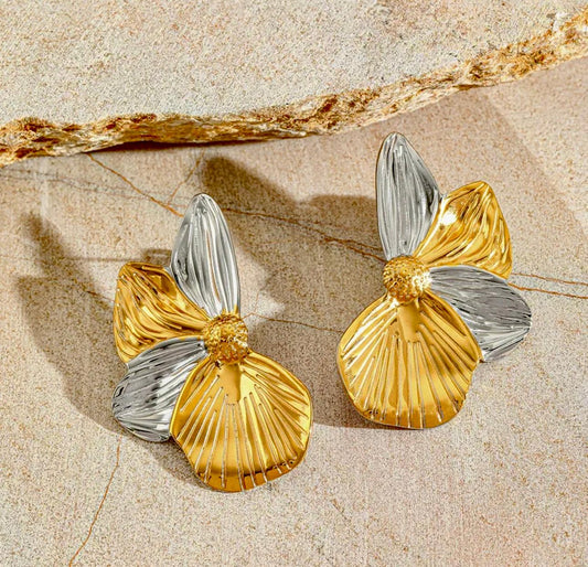 Aretes flor dúo color