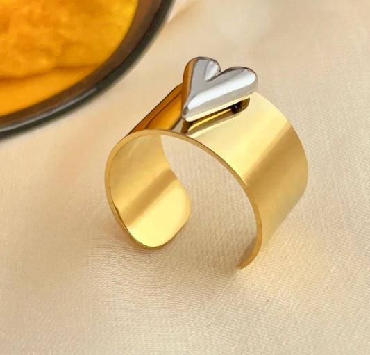 Anillo ajustable ancho corazón