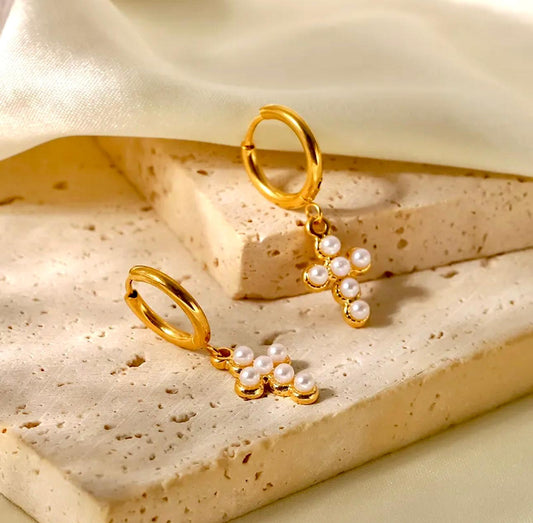 Aretes Cruz Perla