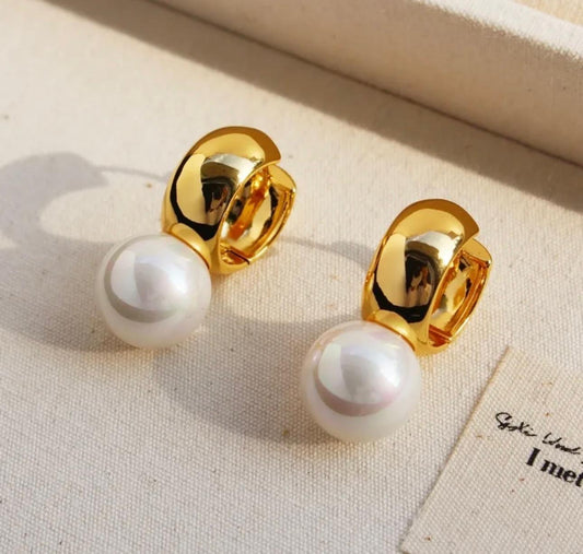 Aretes Argollas Perlas Retro