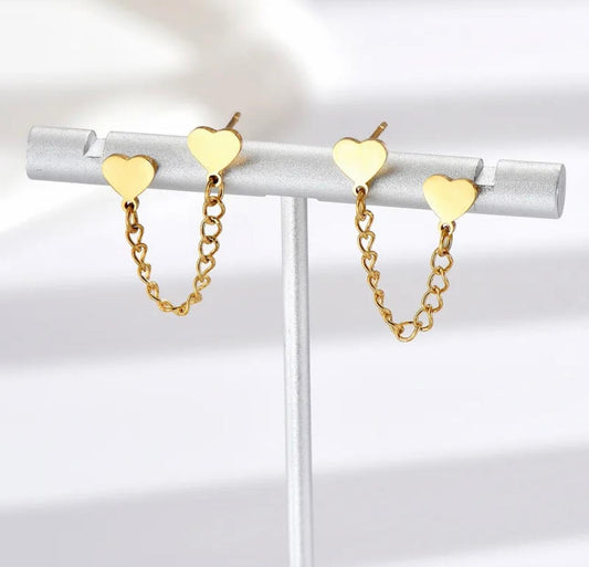 Aretes dos corazones