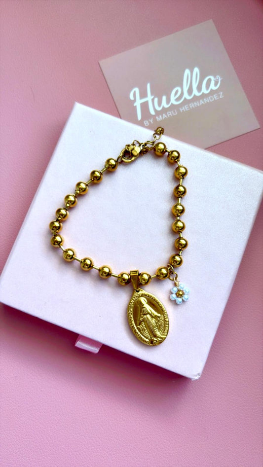 Brazalete acero virgen flor