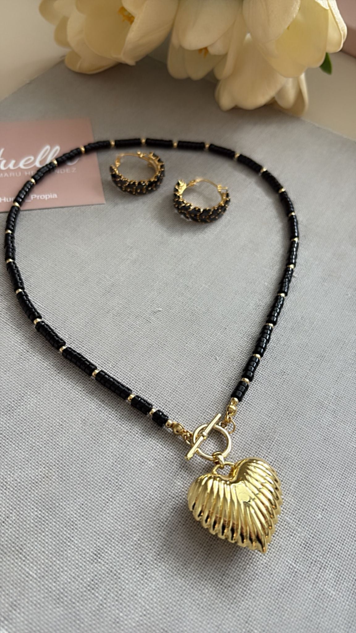 Collar ónix corazón