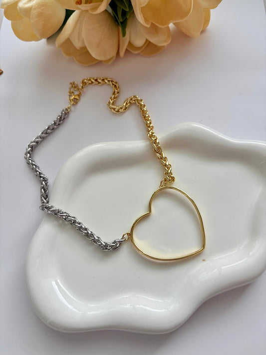 Collar Corazón Infinito 2 tonos