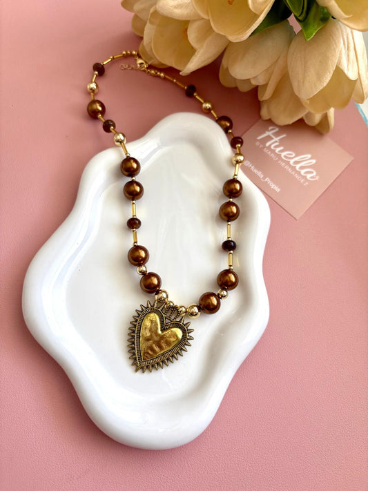 Collar Corazón Rústico Brown