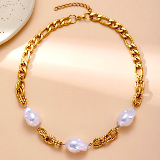 Cadena collar perlas Barrocas