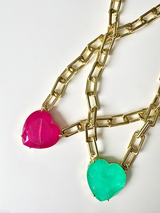 Collar Corazones piedras
