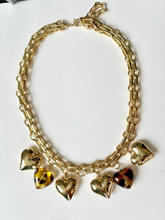 Collar Corazones otoño